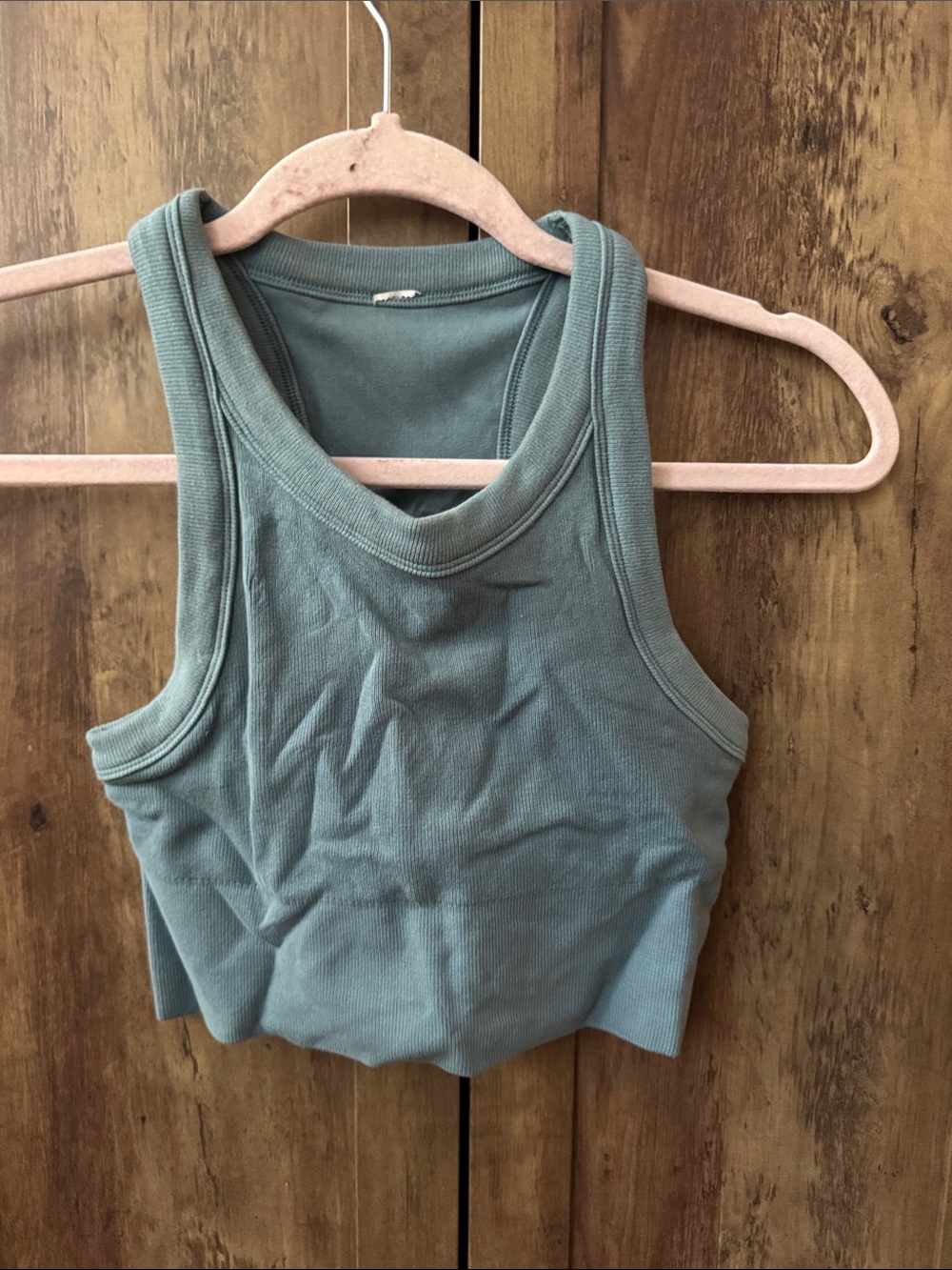 Alo Yoga Ribbed Scoop Neck Tank Crop Top - Sage Green